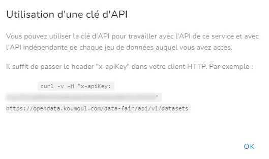 Utilisation d'une clé d'API