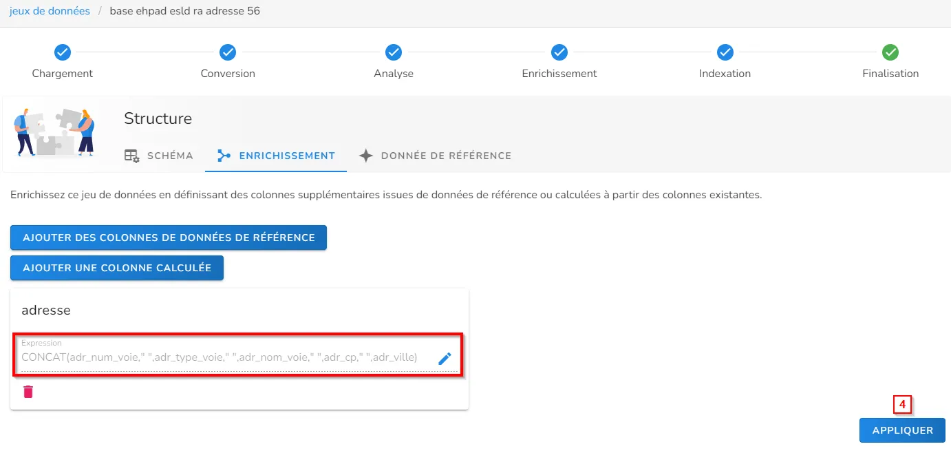 Dernière étape de l'ajout de la colonne calculée
