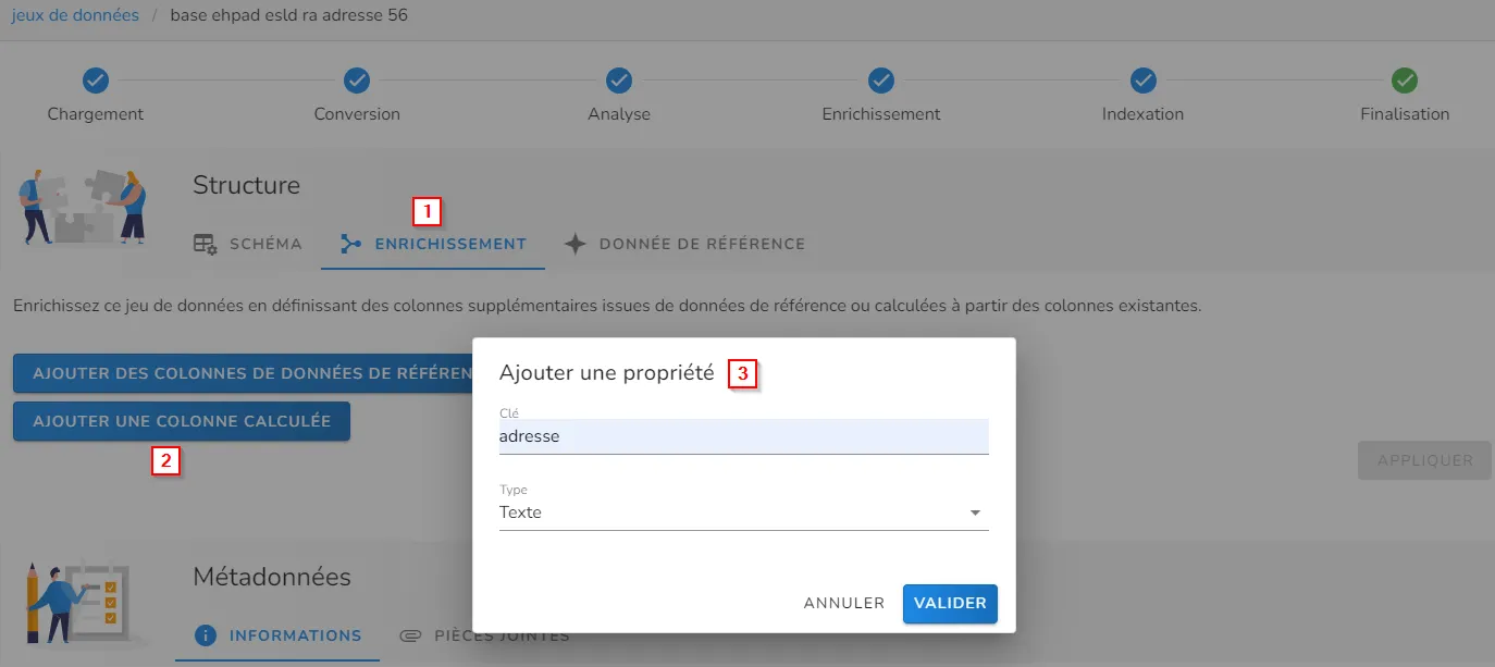 Première étape de l'ajout d'une colonne calculée