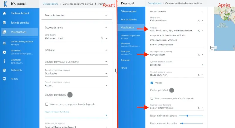 Section « couleur par valeur d'un champ » dans les options de rendu