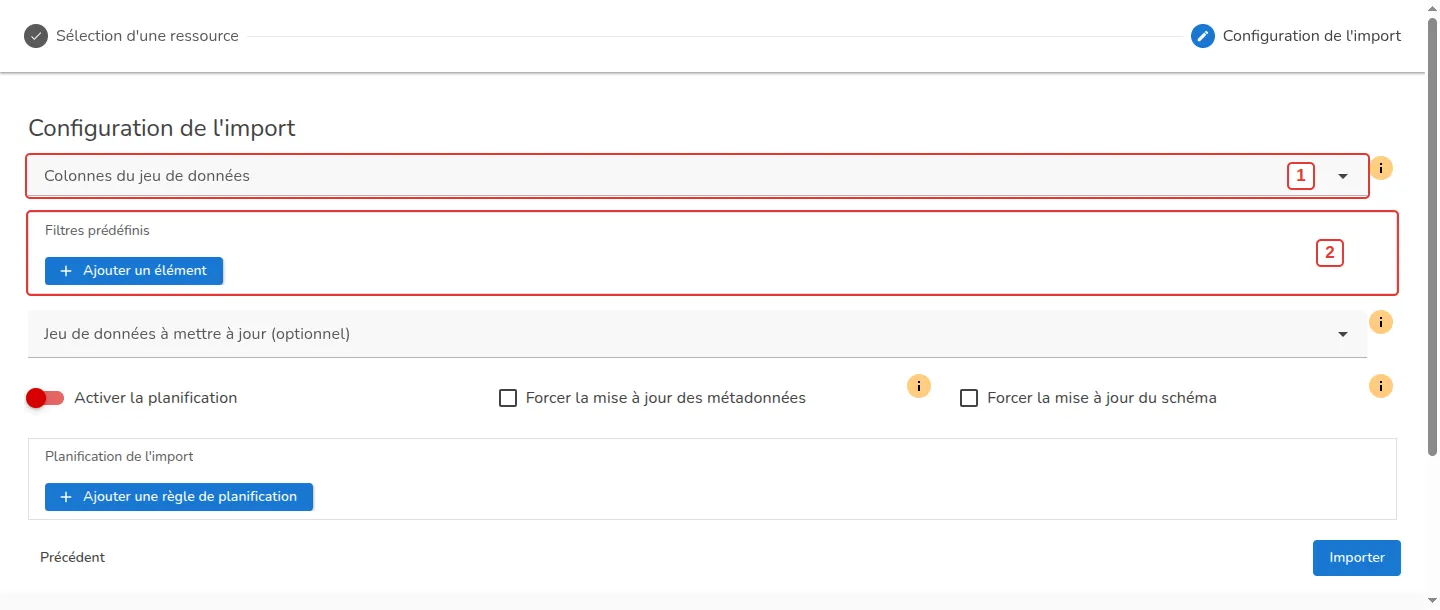 Configuration de l'import Data Fair