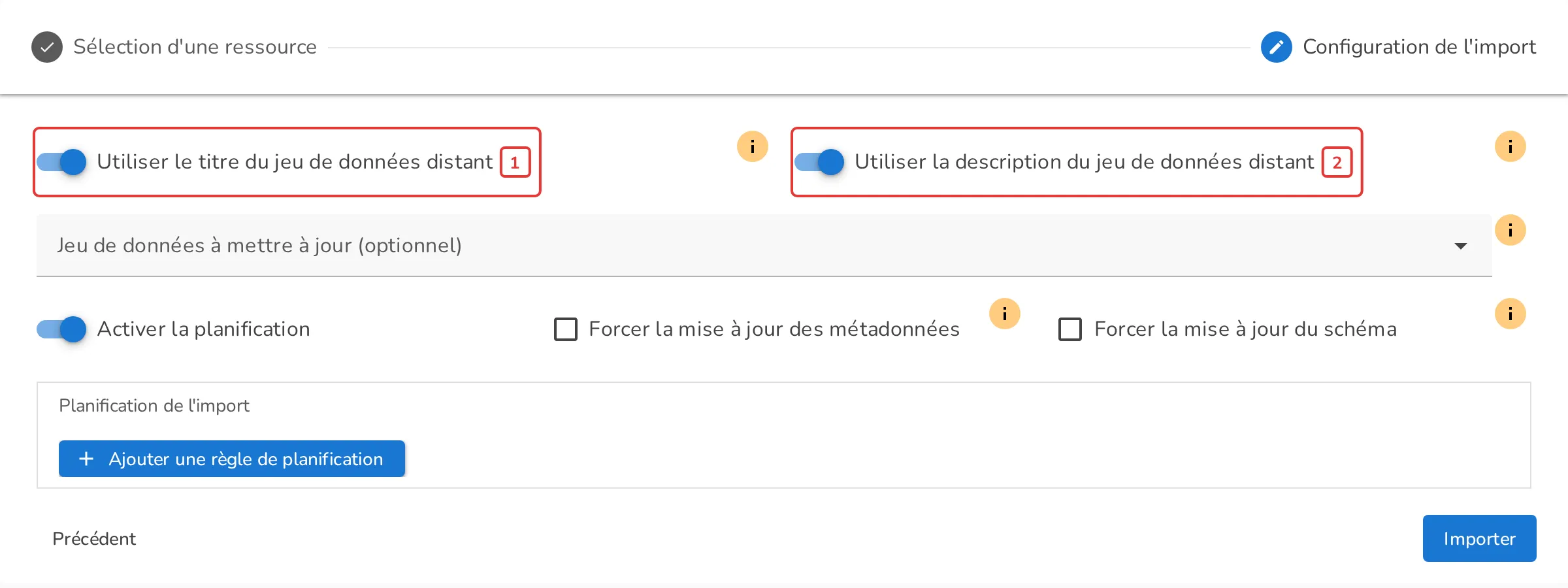 Configuration de l'import DCAT