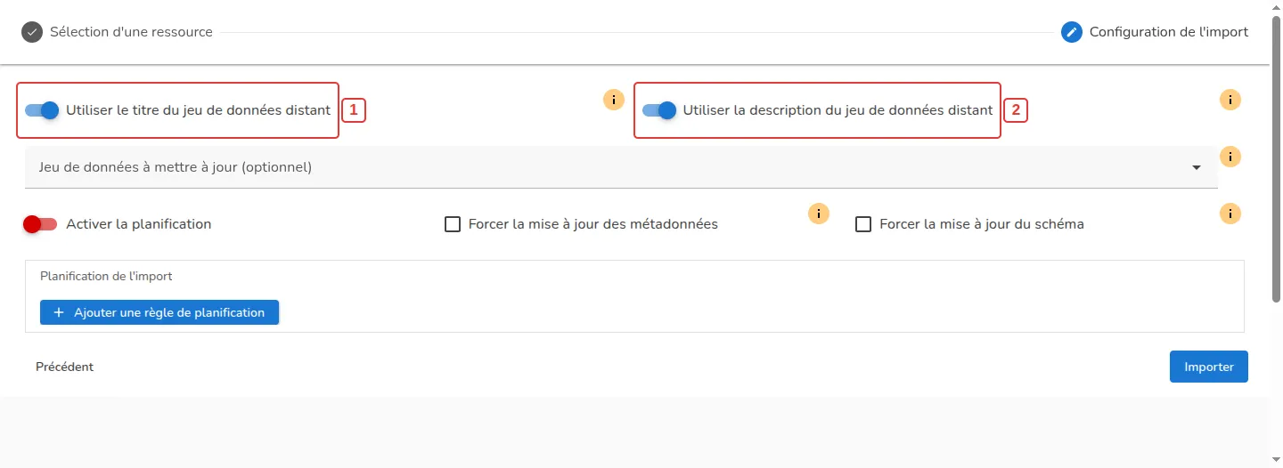 Configuration de l'import DCAT