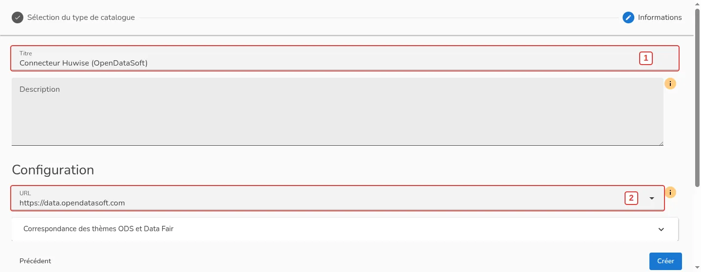 Configuration du connecteur Huwise