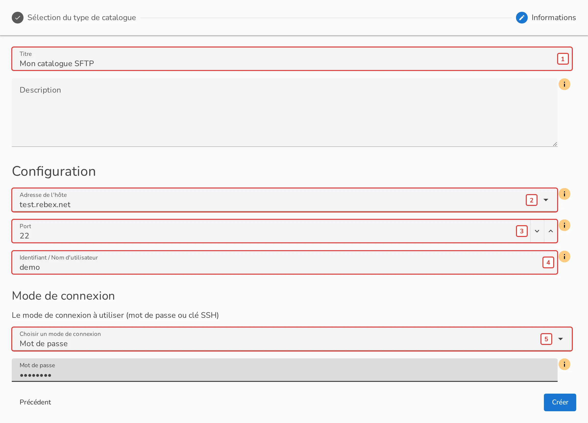 Configuration du connecteur SFTP