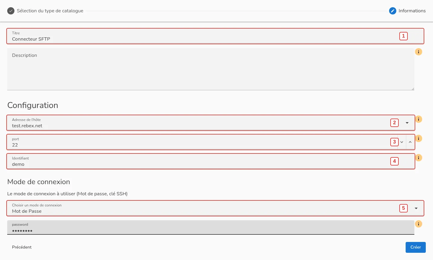 Configuration du connecteur SFTP