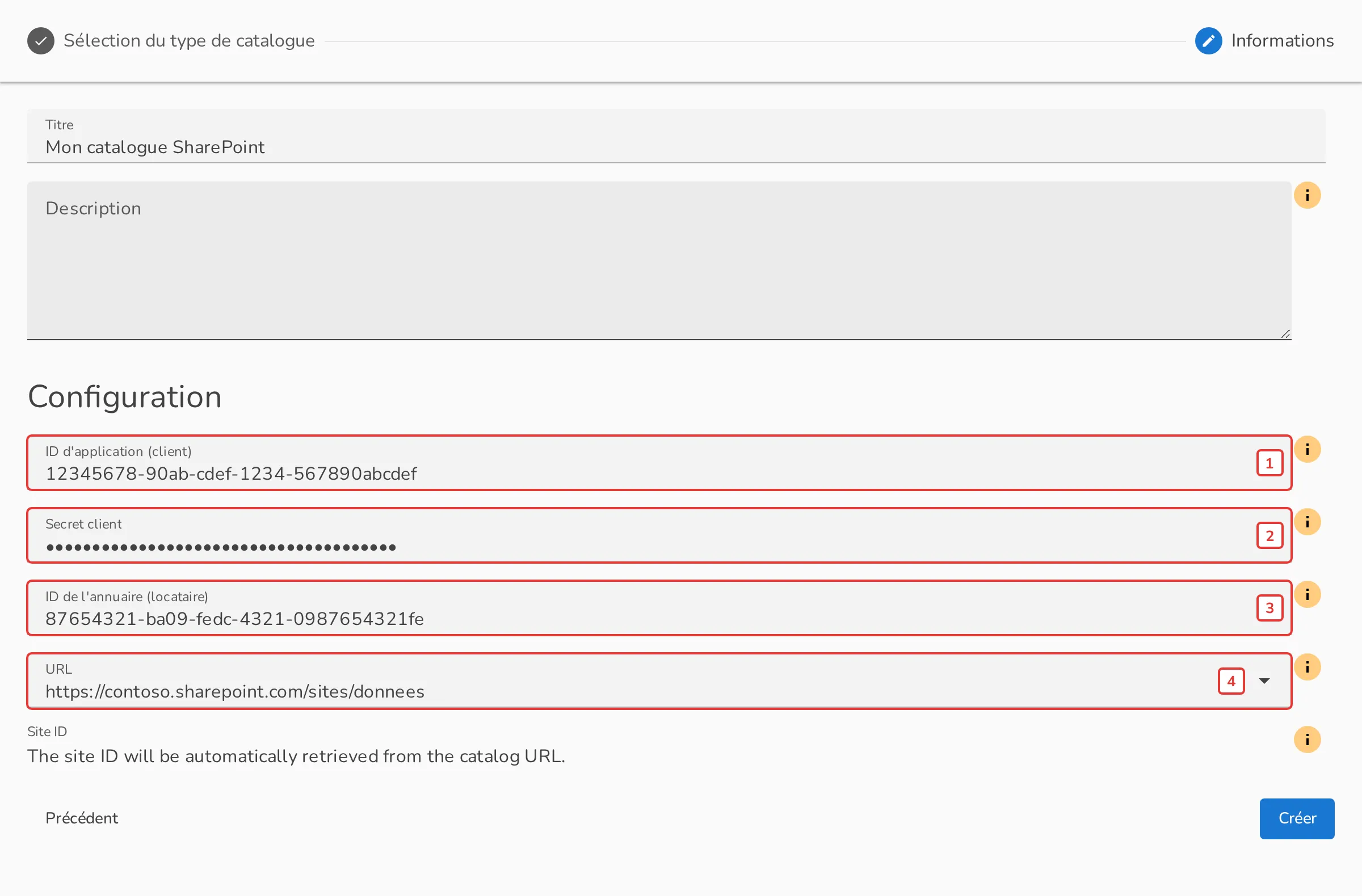 Configuration du connecteur SharePoint