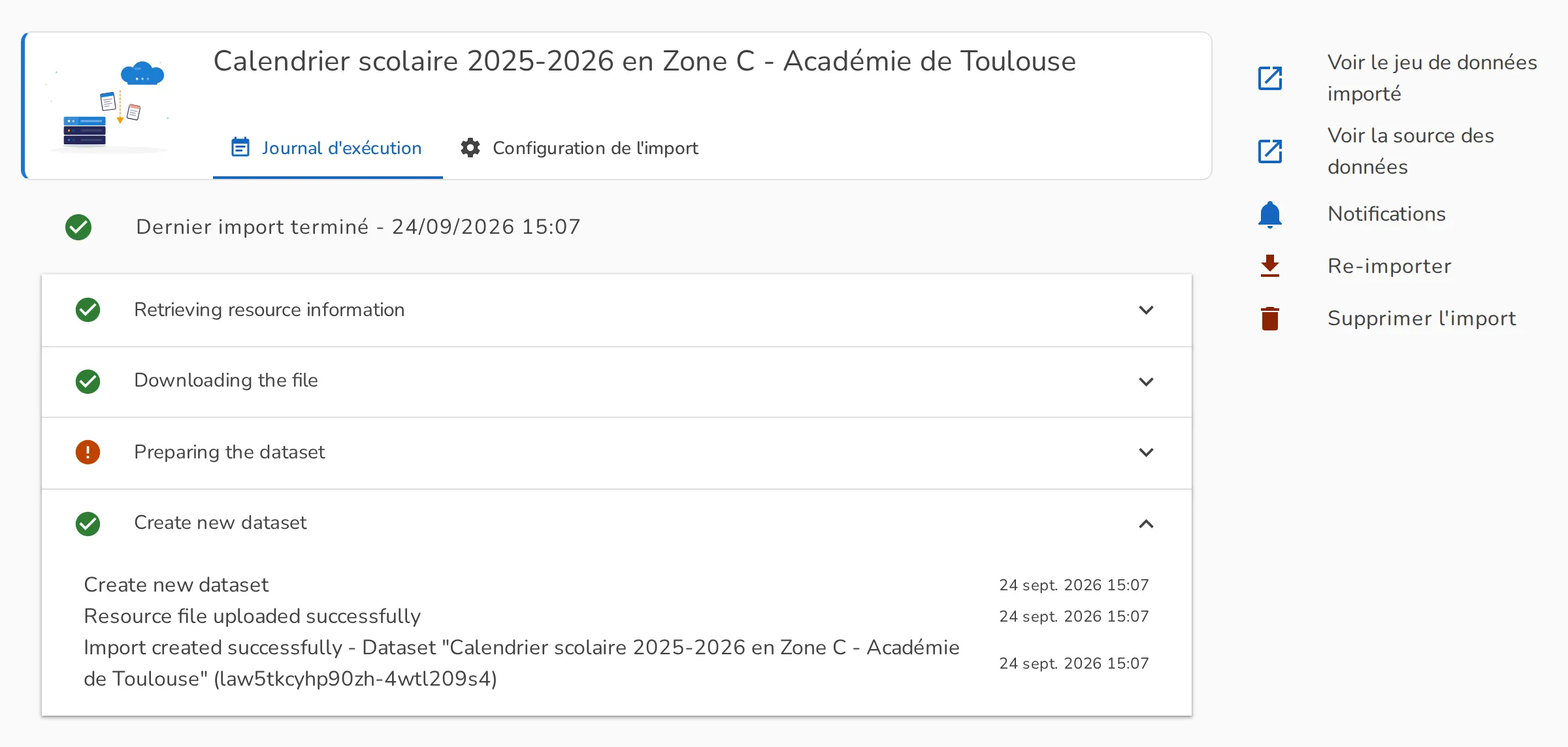 Import terminé