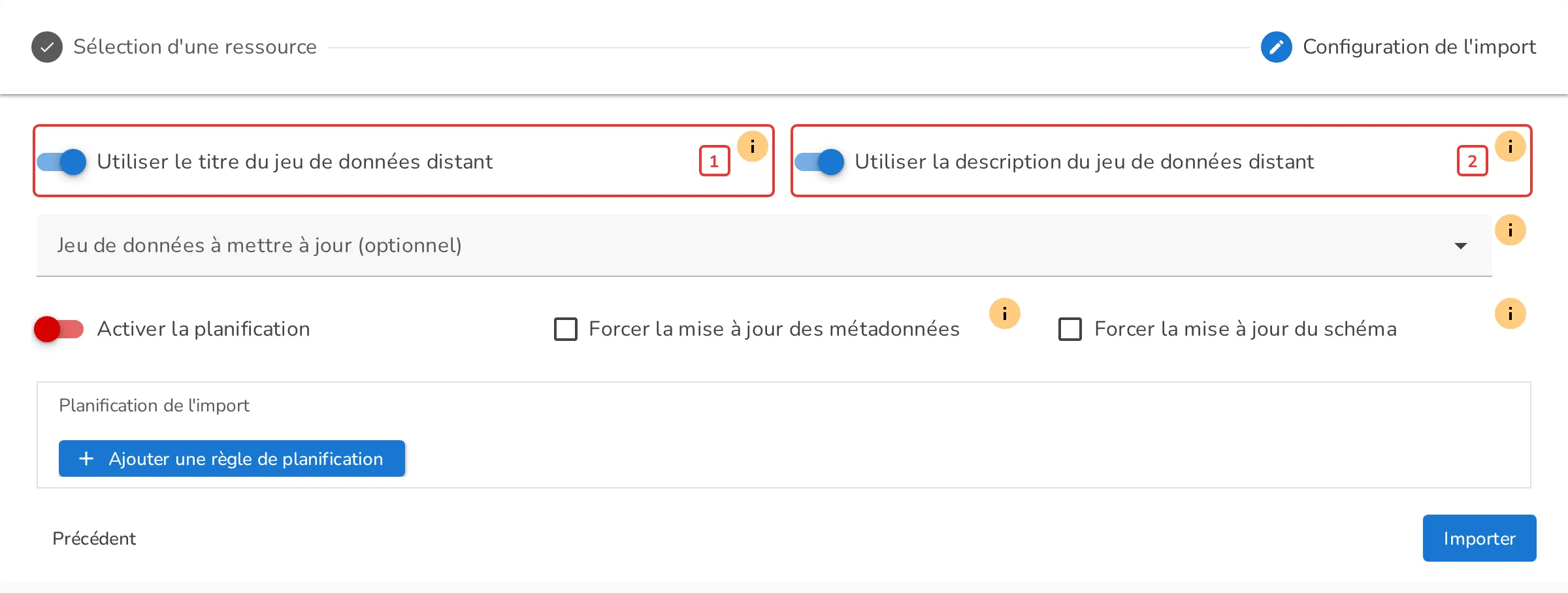 Configuration de l’import Udata