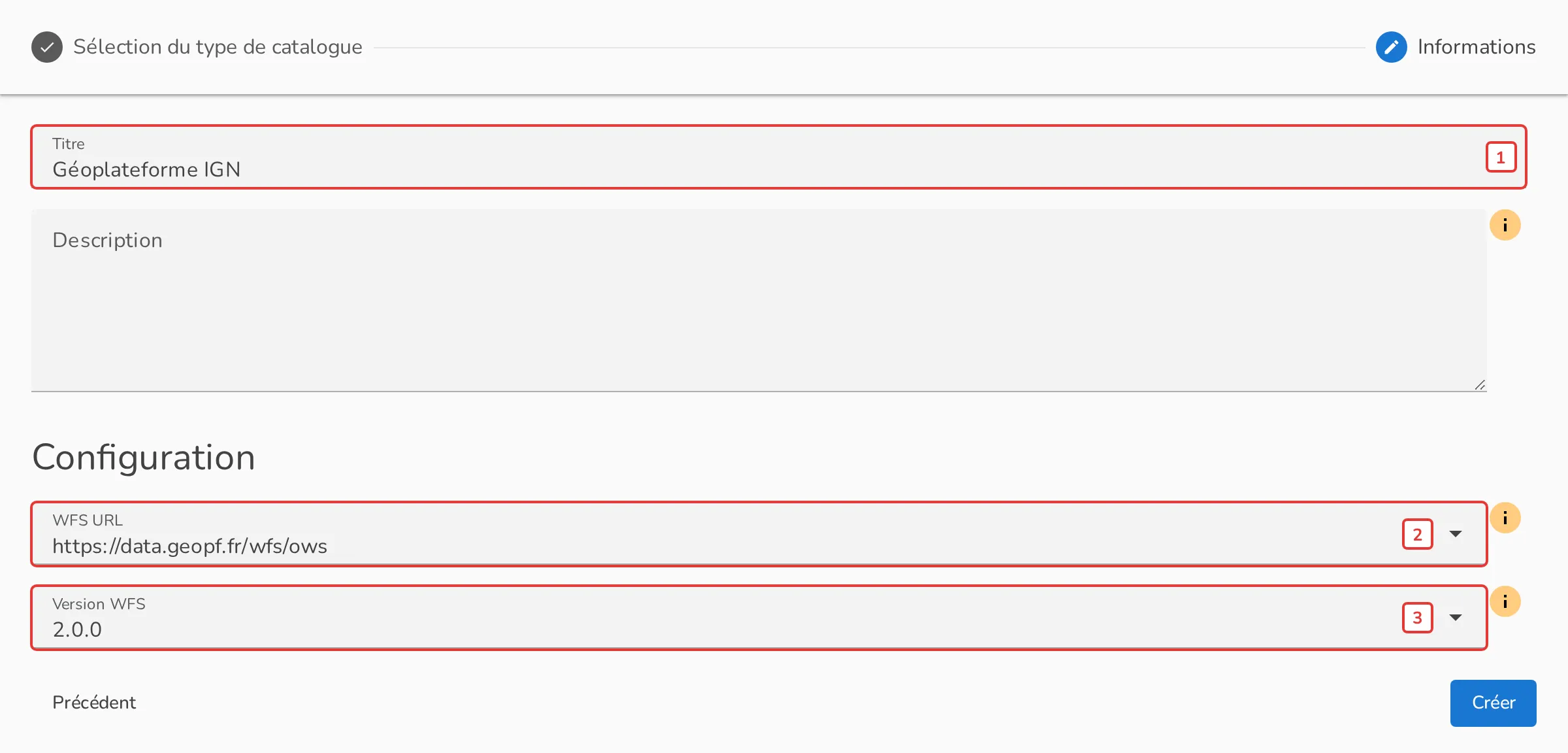 Configuration du connecteur WFS