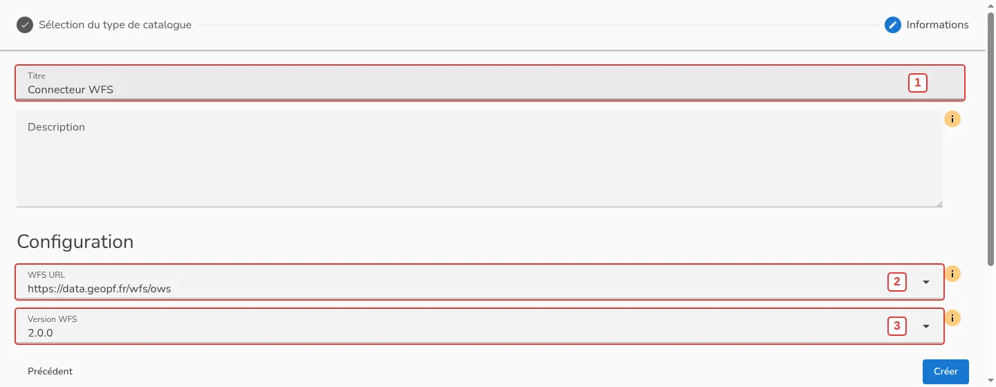 Configuration du connecteur WFS
