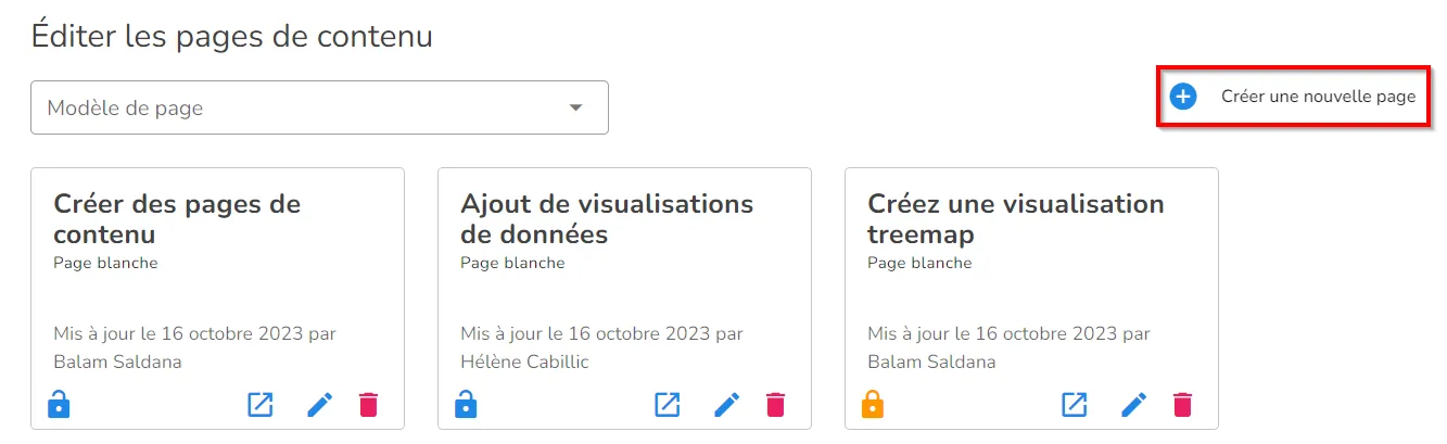 Créer une page de contenu