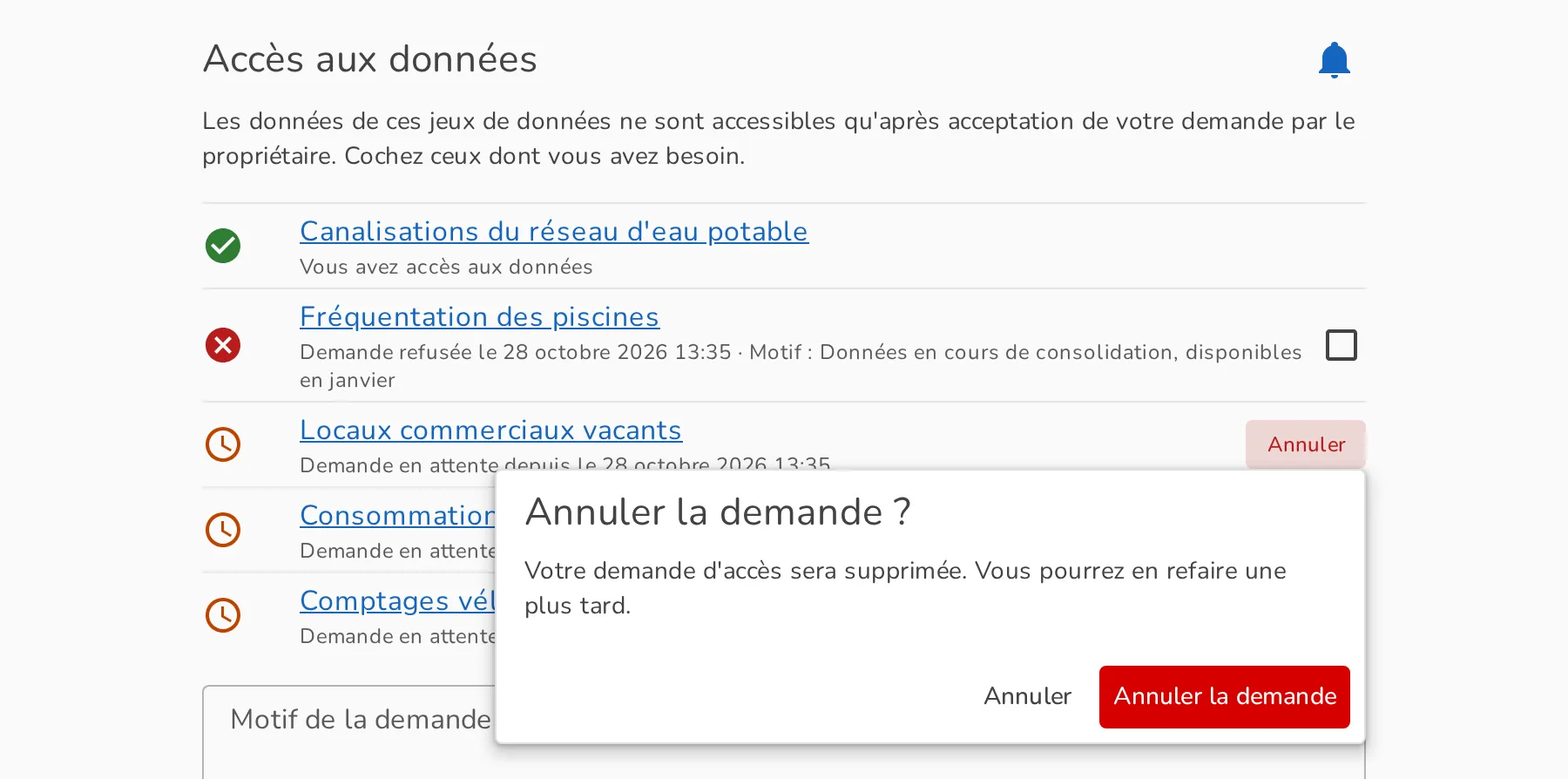 Annulation d'une demande en attente