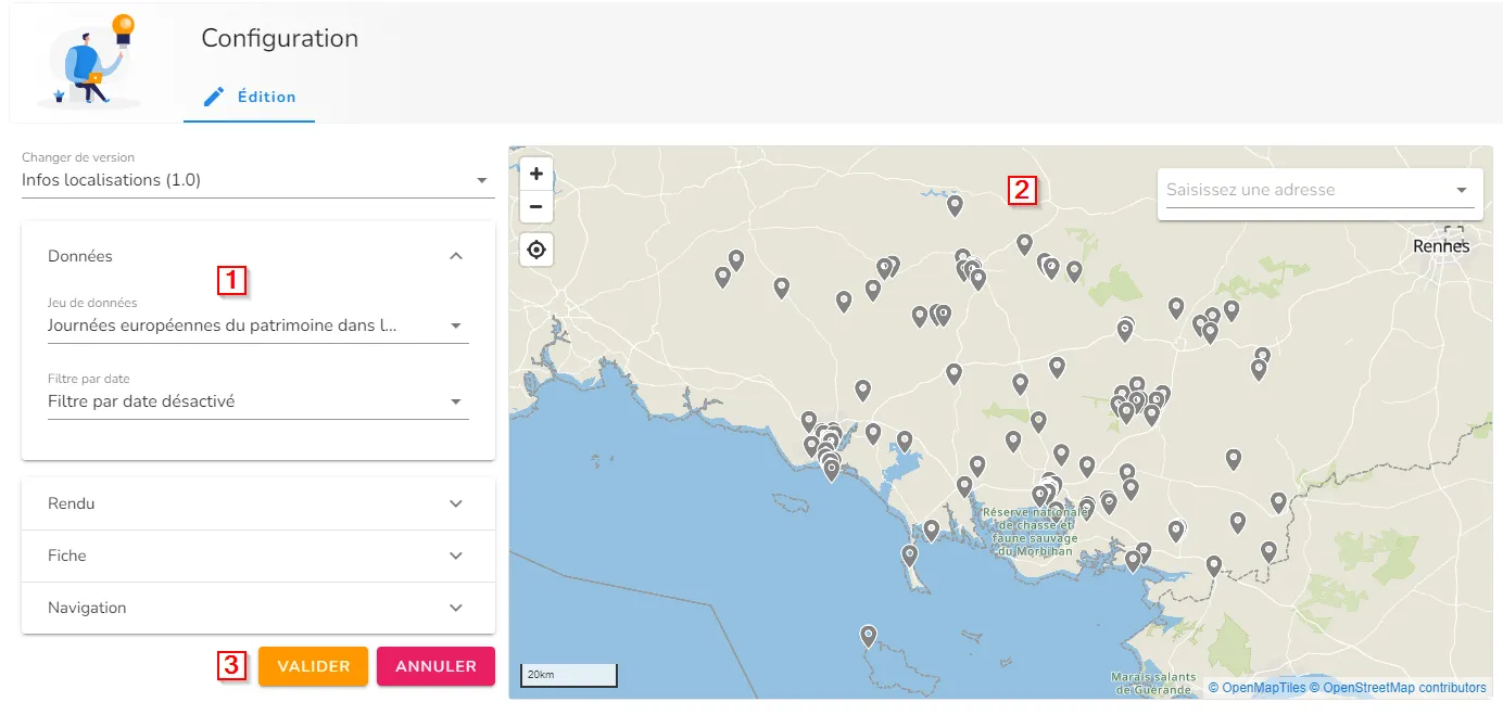 Configuration de la visualisation Infos localisations