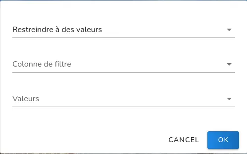 Filtres prédéfinis de l'application