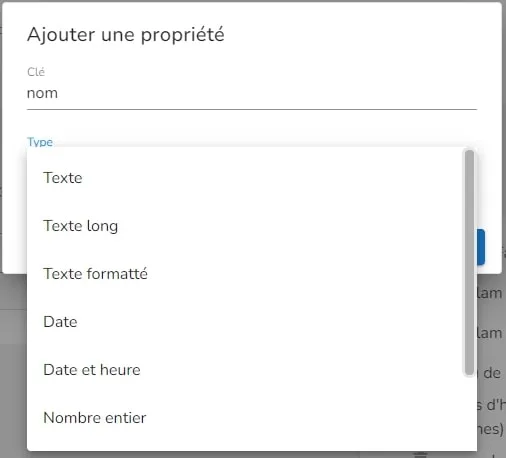 Section pour ajouter une colonne