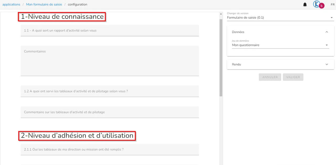Titres d'un formulaire