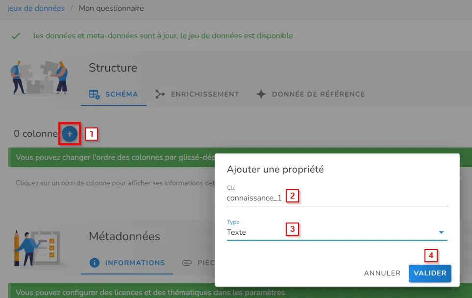 Schéma du jeu de données éditable