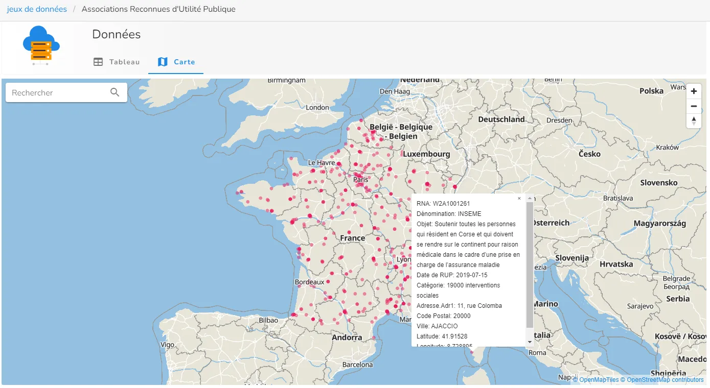 Section « Carte »