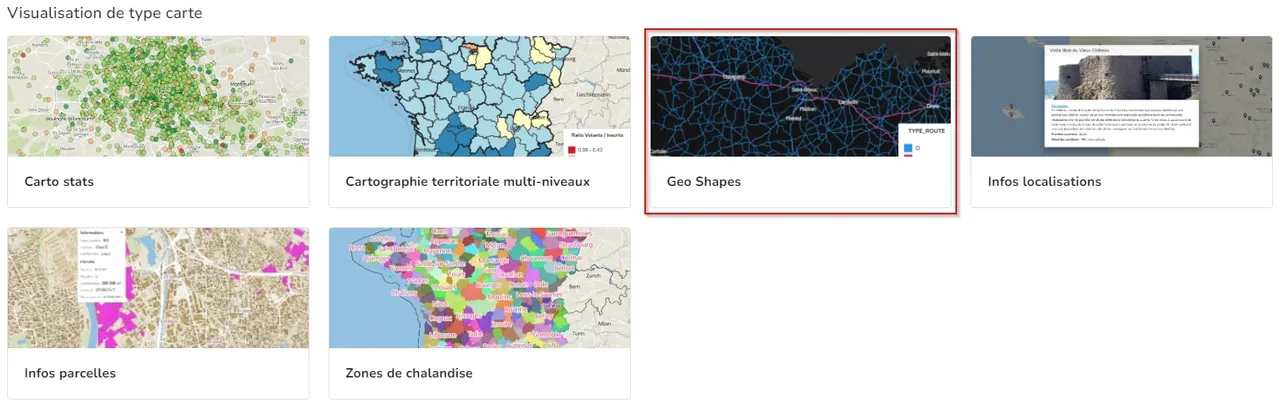 Liste des visualisations de type carte