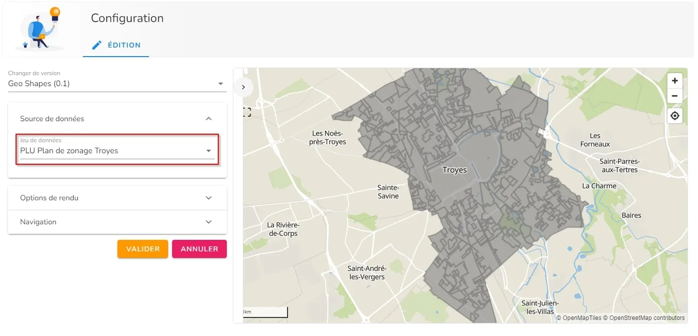 Interface de configuration de la visualisation « Bar chart race »