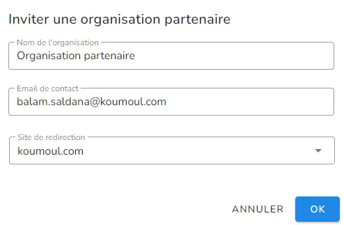 Inviter une organisation partenaire