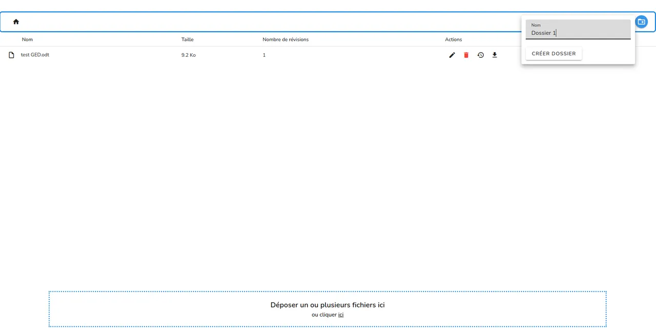Création d'un dossier