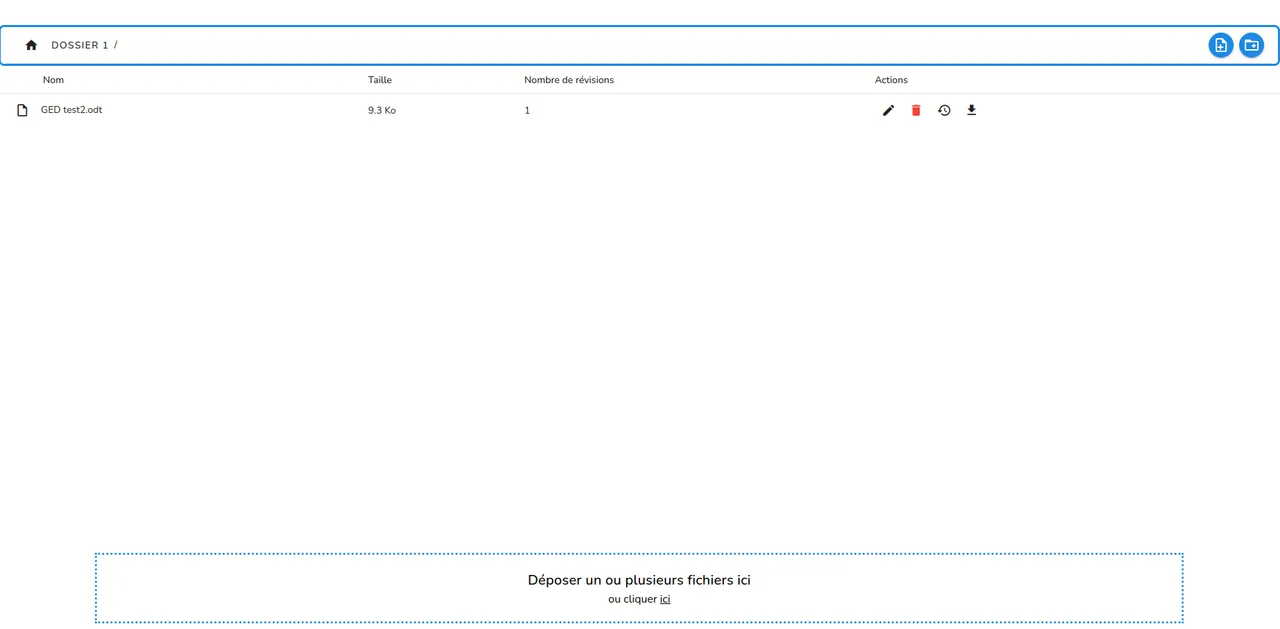 Un fichier a été déposé dans le dossier