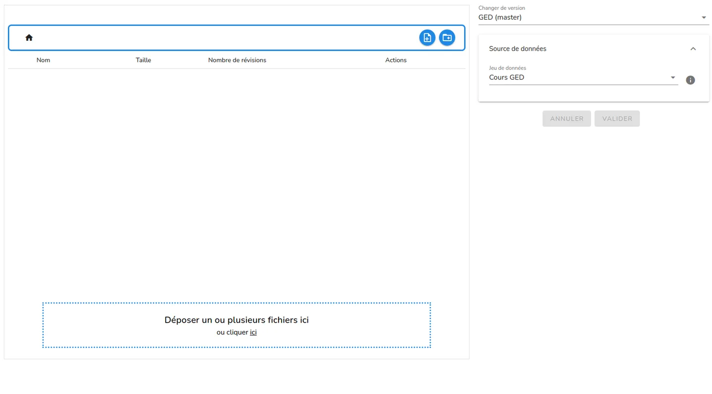 Page de configuration de l'application GED