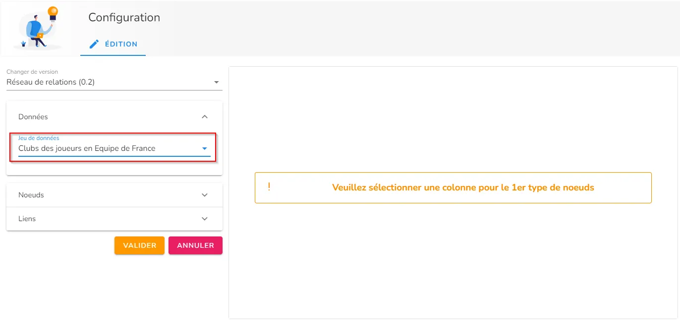 Page de configuration de la visualisation