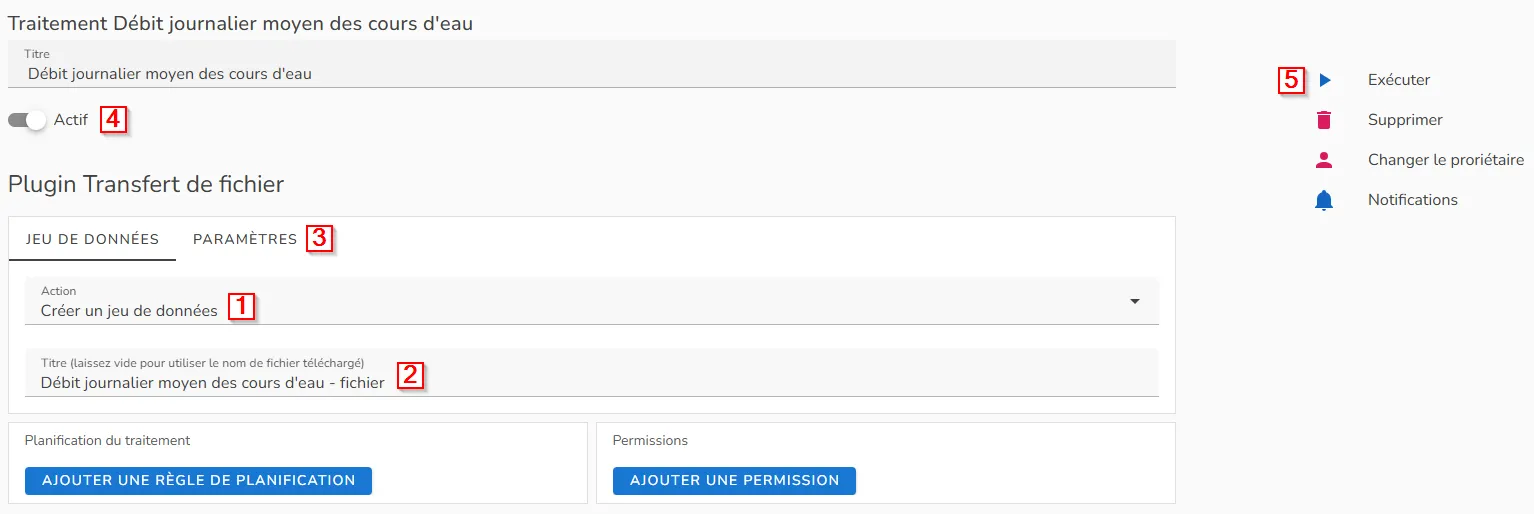 Configuration du traitement