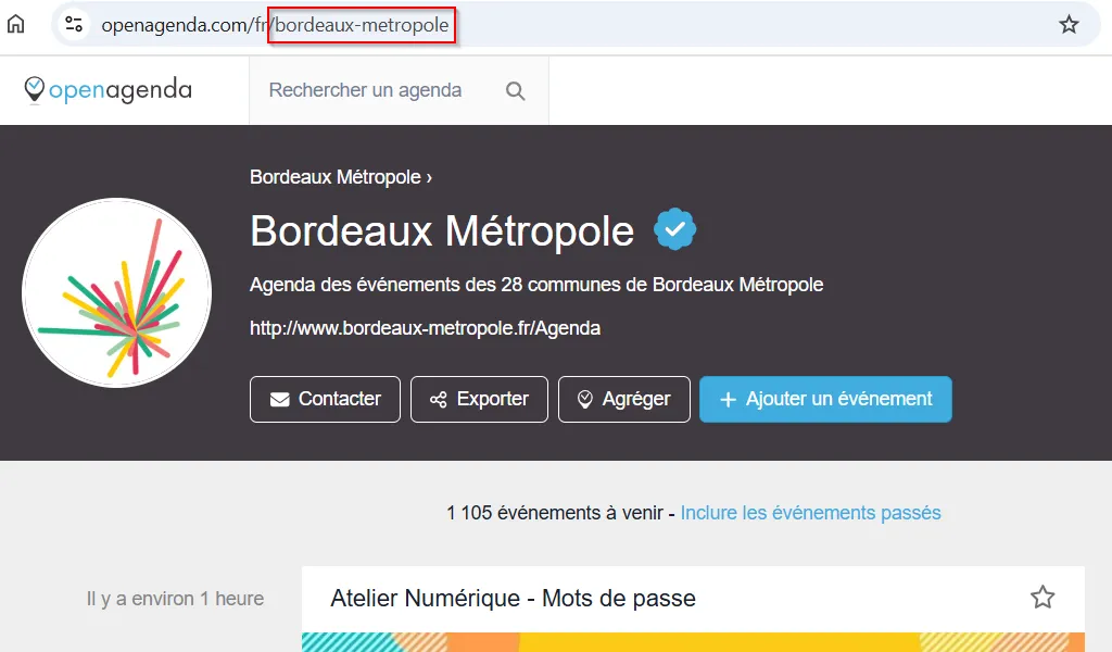 Identifiant de l'agenda