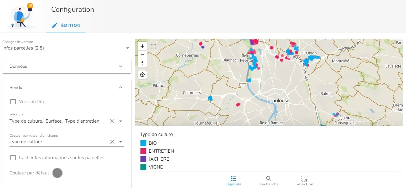Configuration de la visualisation infos parcelles