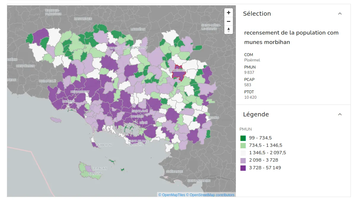Carte de la population par commune (56) - infos territoires