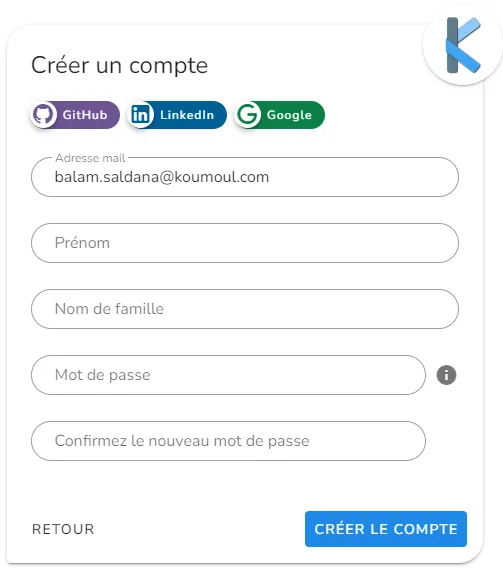 Création de compte