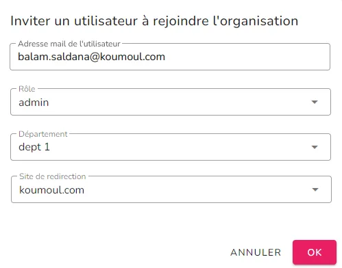 Invitation dans un département