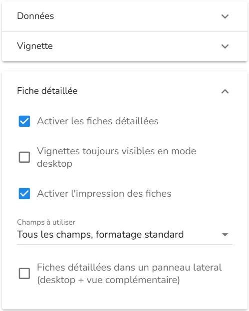 Ajout des fiche détaillées et de l'impression