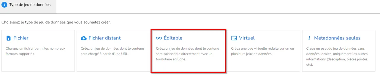 Création d'un jeu de données éditable