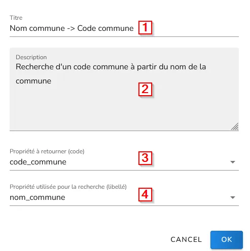 Configuration de la recherche