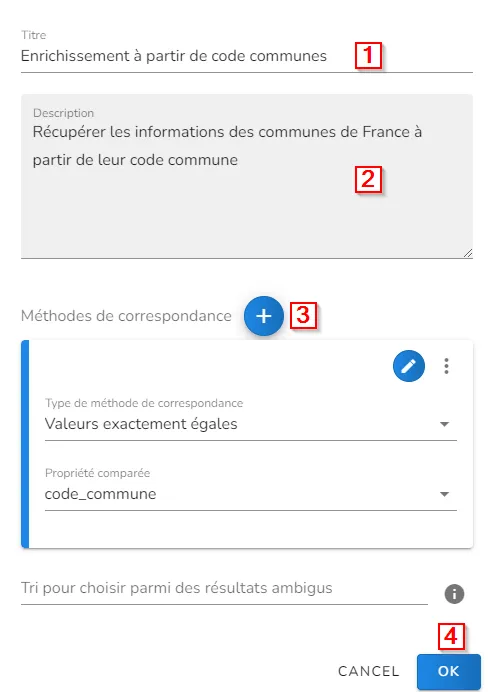 Configurez votre enrichissement