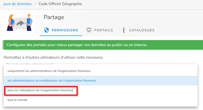 Permissions de votre jeu de données de référence