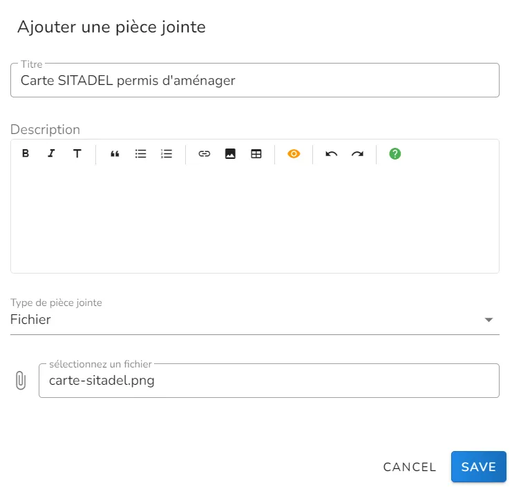 Vous pouvez stocker l'image en pièce jointe pour pouvoir l'afficher dans la description