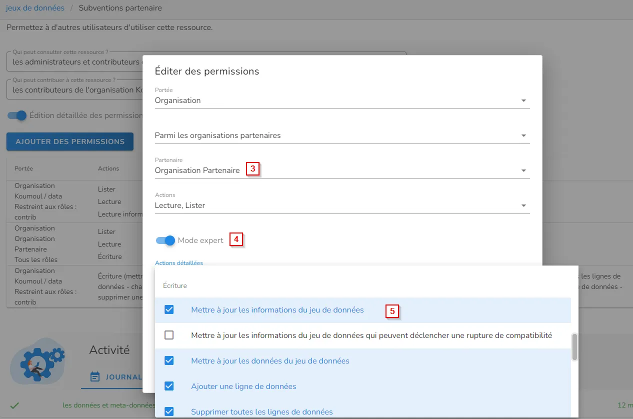 Droits en mode expert
