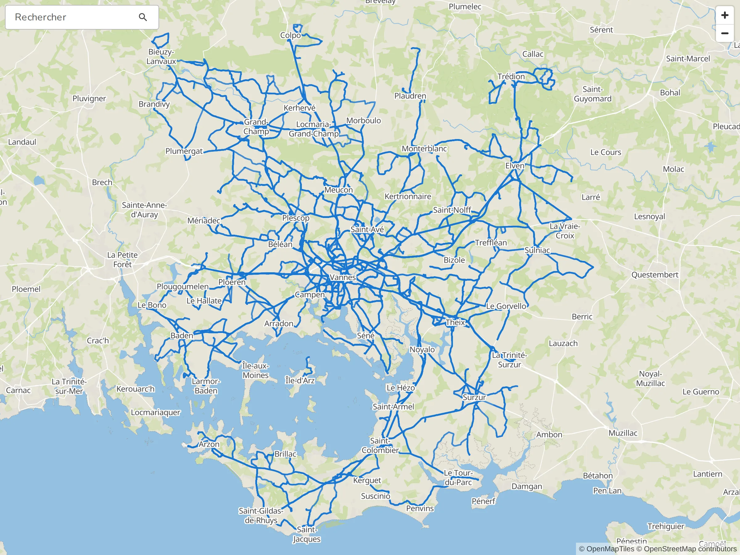 Carte des tracés du réseau urbain Kicéo