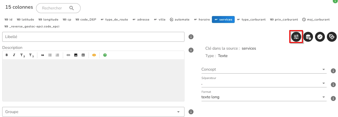 Bouton de configuration technique