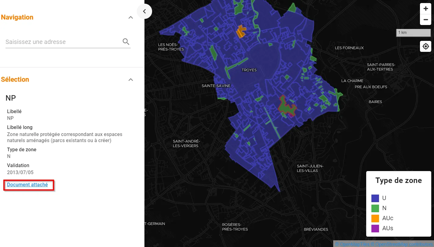 Visualisation du plan de zonage