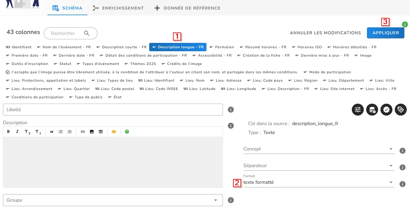 Colonne avec un texte formaté