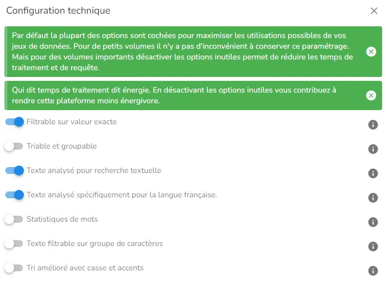 Propriétés de la colonne