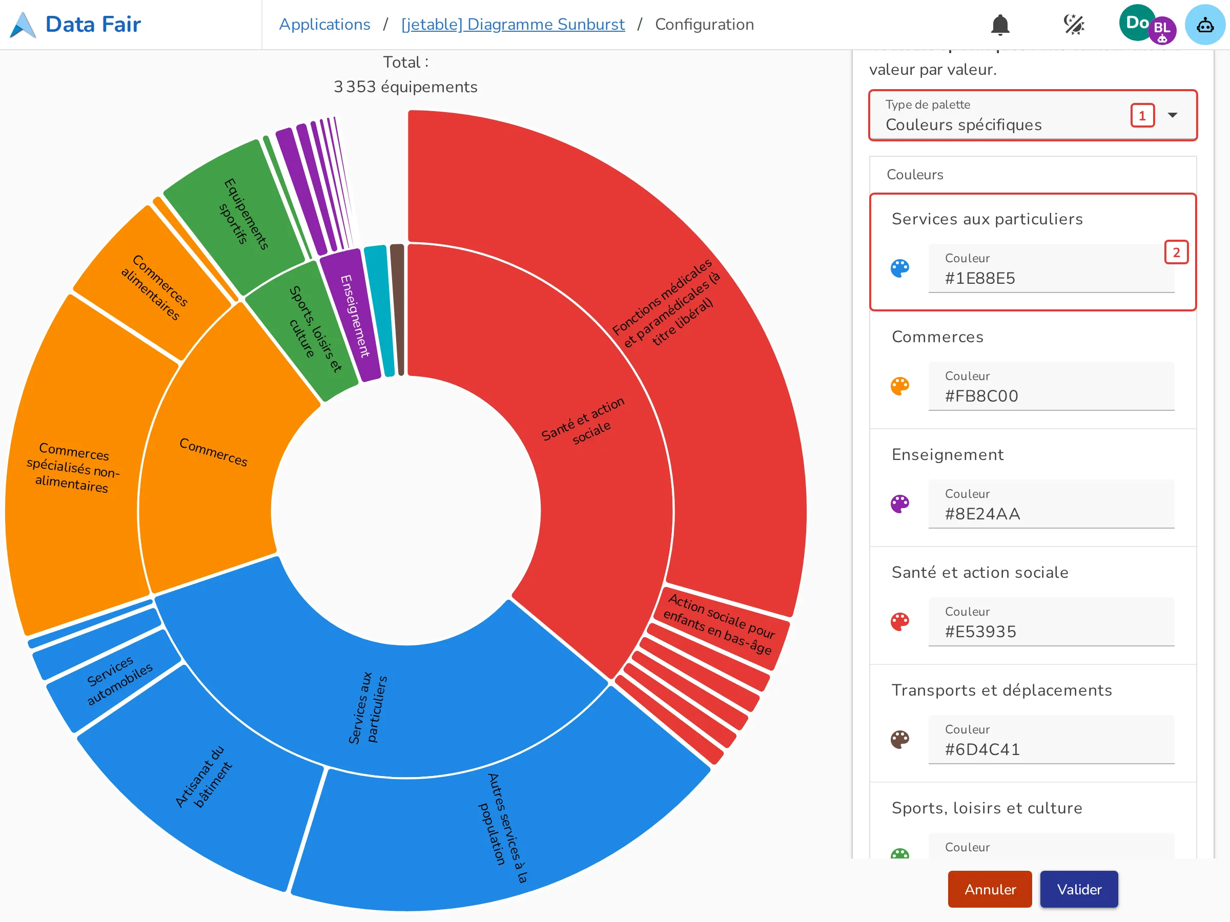 Couleurs spécifiques dans la configuration