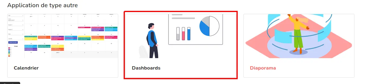 Sélectionnez l'application dashboards